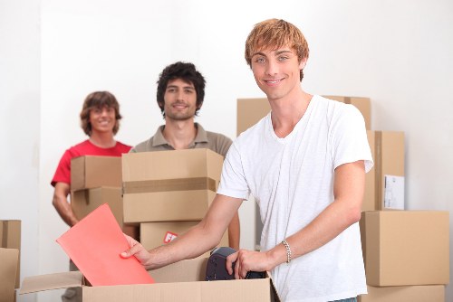 Putney Removals team packing office equipment